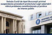 Soluția Curții de Apel București privind suspendarea procedurii proiectului Legii salarizării ridică probleme constituționale și juridice de interes public Soluția Curții de Apel București privind suspendarea procedurii proiectului Legii salarizării ridică probleme constituționale și juridice de interes public